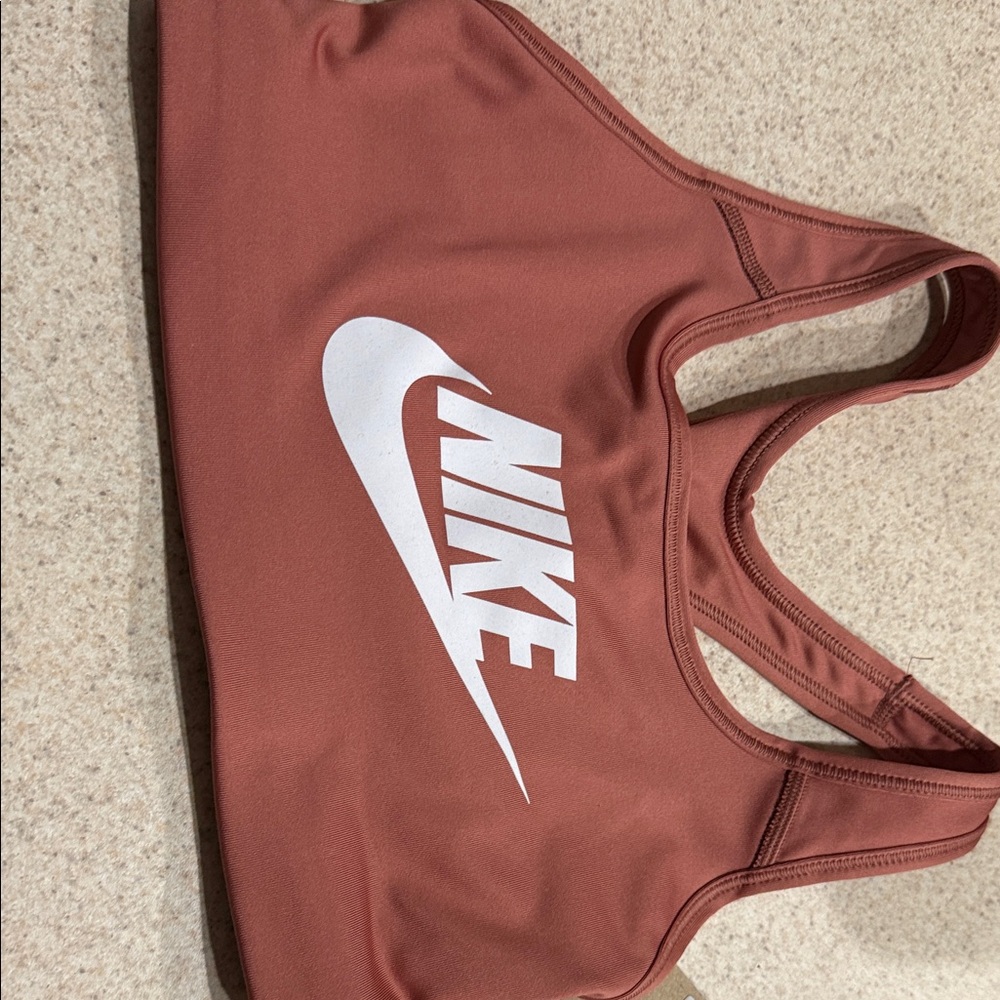 Nike Rust Sports Bra with White Logo